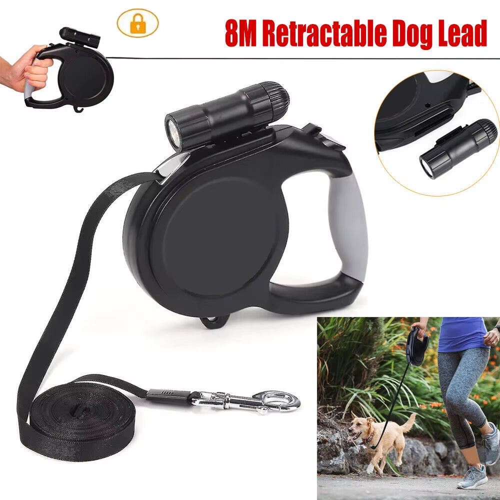 Heavy Duty Long Strong Pet Leash Durable Nylon Retractable Big Dog Walking Leash Leads 8M 50KG Automatic Extending Leash