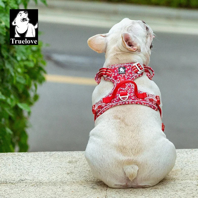 Pet Harness Floral No Pull Cotton Fabric Breathable and Reflective Soft Cats Dogs Small Medium Walking Running TLH5655