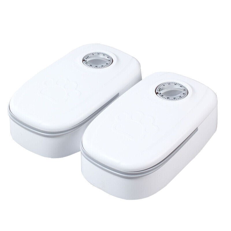 2Pcs Automatic Cat Feeder Electronic Timed Dry & Wet Pet Dog Food Dispenser UK - Michka