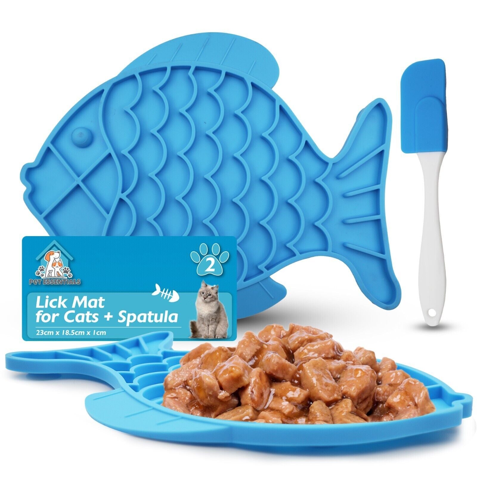 2PK Cat Lick Mat for Pet Dogs Suction & Spatula Food Placemat Wall Licky Feeding - Michka