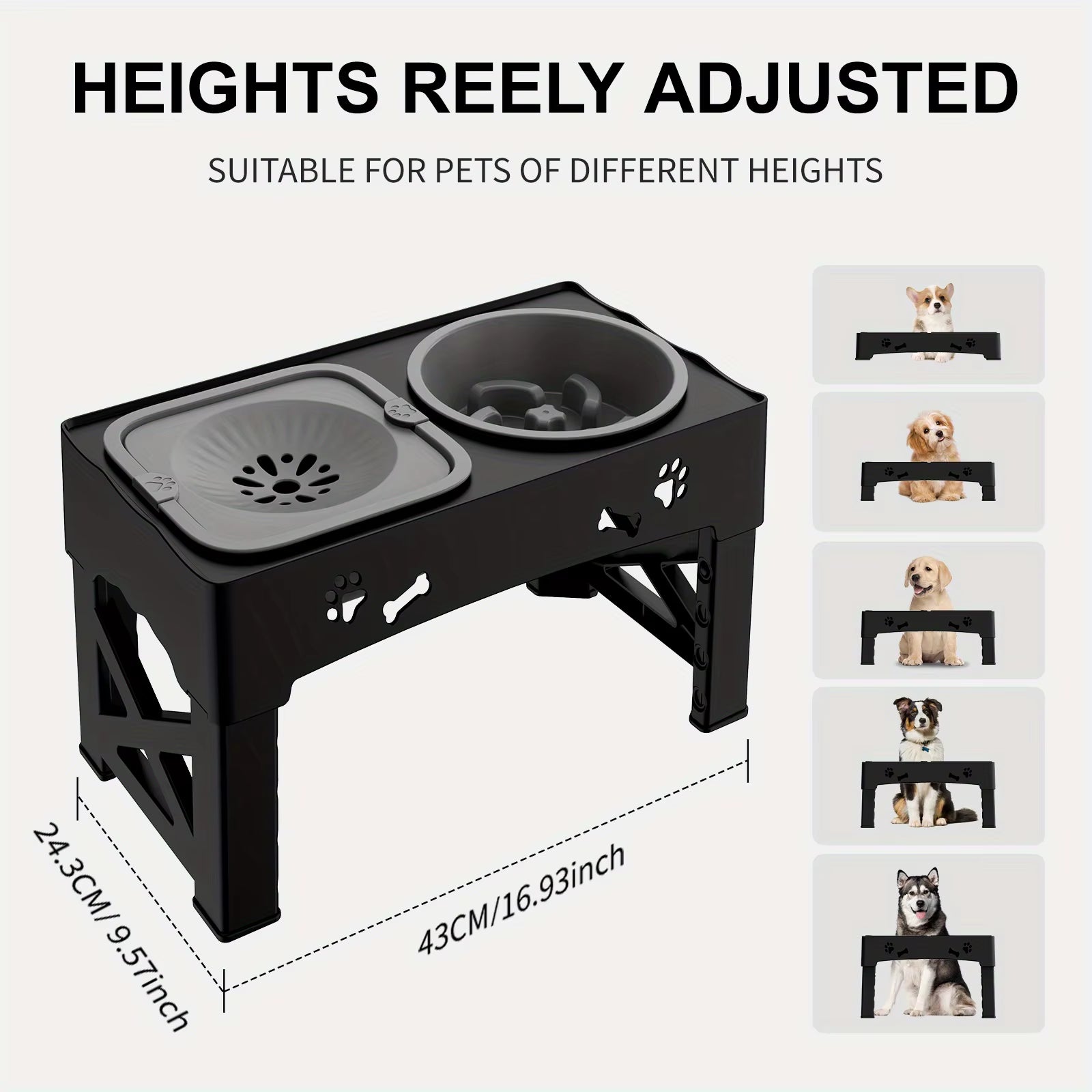 Raised Dog Bowl Stand for Cats and Dogs Pet Feeder Bowls Double Feeder High Stand for Small Medium and Large Dogs Cats
