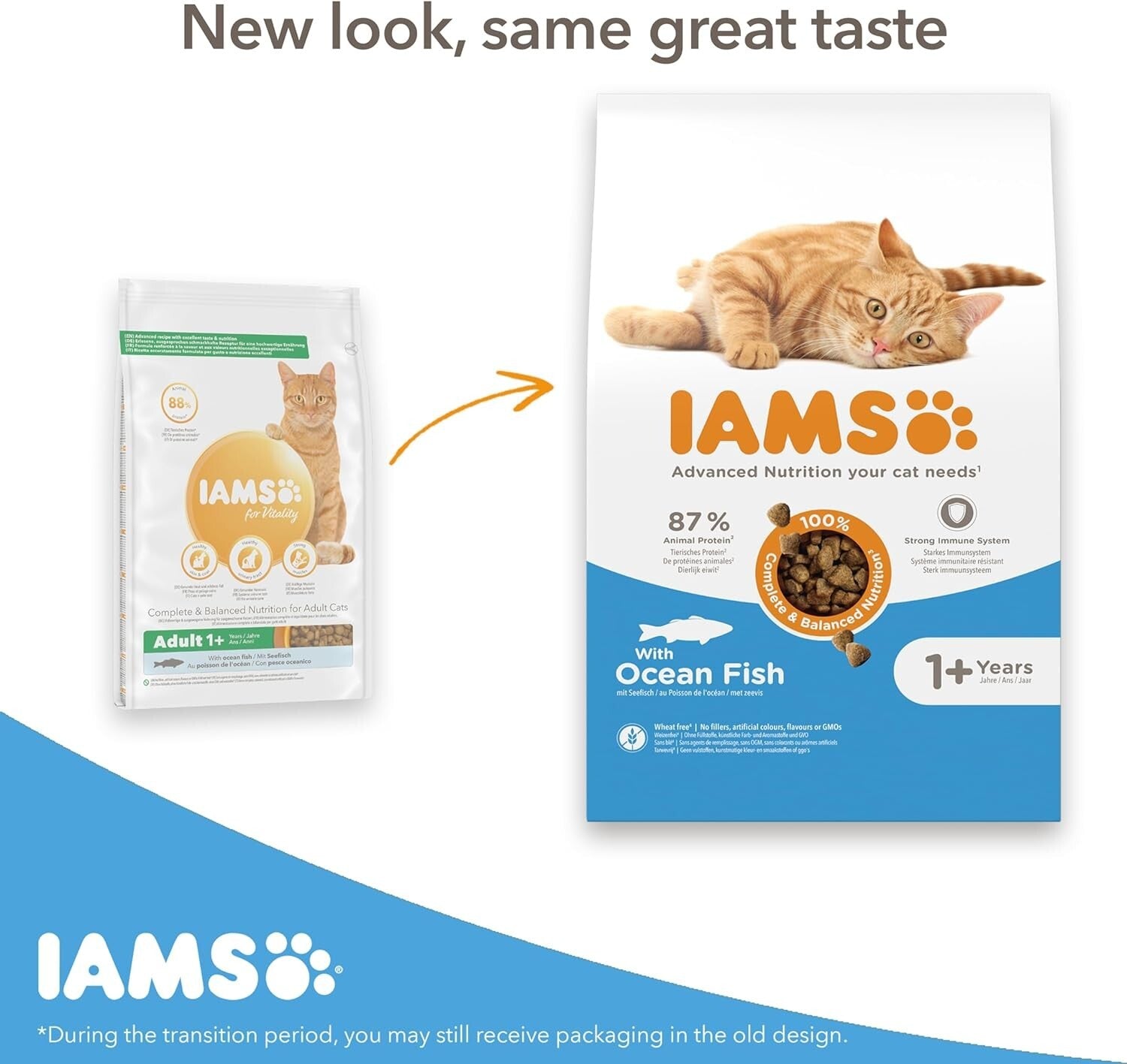 IAMS Complete Dry Cat Food for Adult 1+ Cats with Ocean Fish 3 Kg