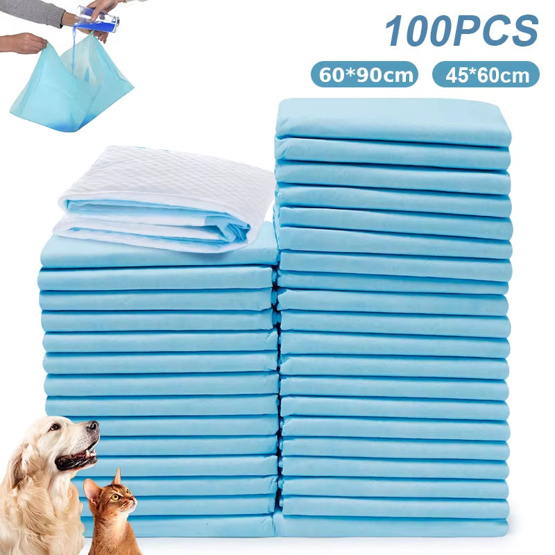 100Pc Pet Diapers 45*60Cm/60*90Cm Cats Dog Diapers Super Absorbent Pet Diaper Dog Pee Pad Quick Dry Disposable Urine Nappy Mat