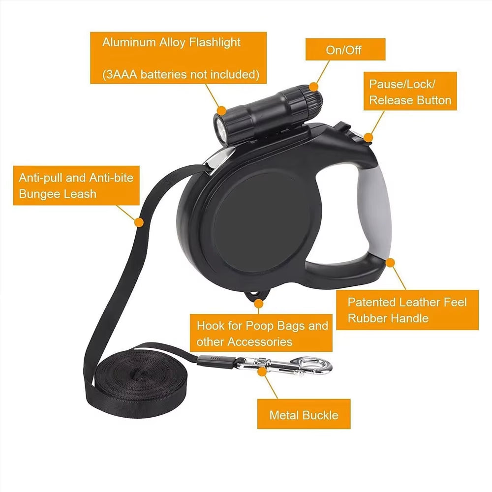 Heavy Duty Long Strong Pet Leash Durable Nylon Retractable Big Dog Walking Leash Leads 8M 50KG Automatic Extending Leash