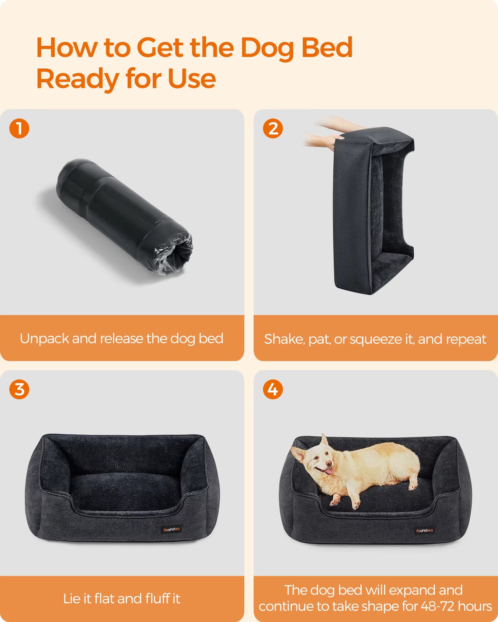 Dog Bed, Linen-Look Pet Bed, Dog Sofa Bed with Raised Edges, Non-Slip Bottom, Removable Washable Cover, 90 X 75 X 25