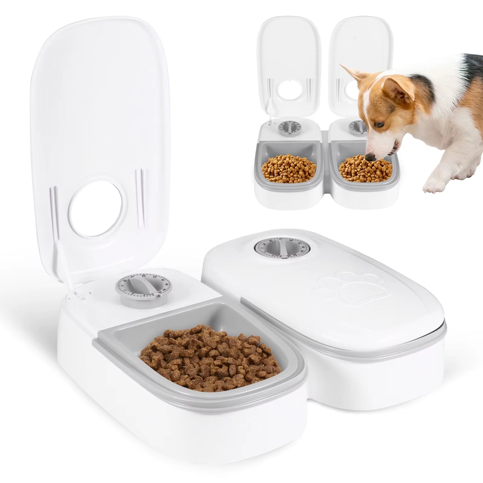 Automatic Pet Feeder for Dogs and Cats Dry and Wet Food Double Meal Separation Regular Quantitative Healthy Feeding - Michka