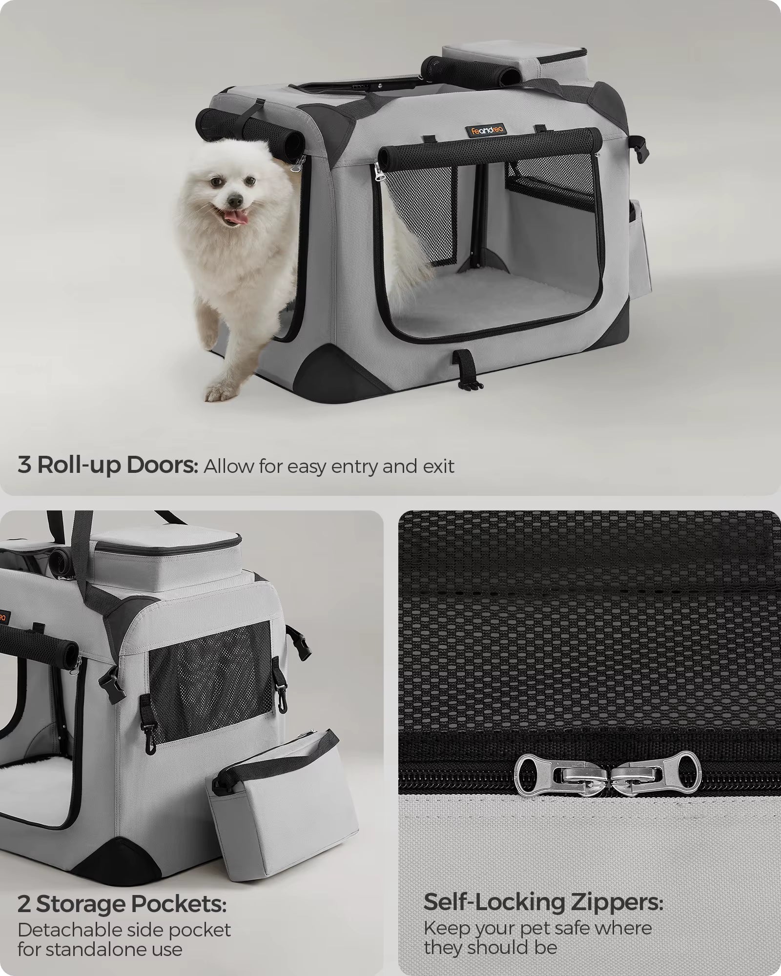 Foldable Pet Carrier Bag, Portable Dog Travel Crate, Soft Sided Dog Cat Pet Travel Carrier Large Dog Crate for Car