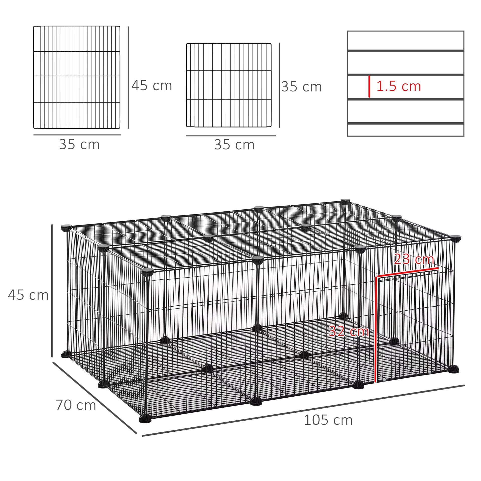 DIY Pet Playpen Cage 22 Piece W/Door Bunny Chinchilla Hedgehog Guinea Pig