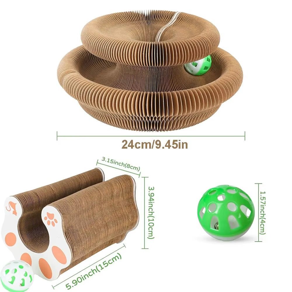 Cat Accordion Magic Organ Scratching Board and Toy for Cats - Kitty Kurlz Scratch Pad and Ball - Michka