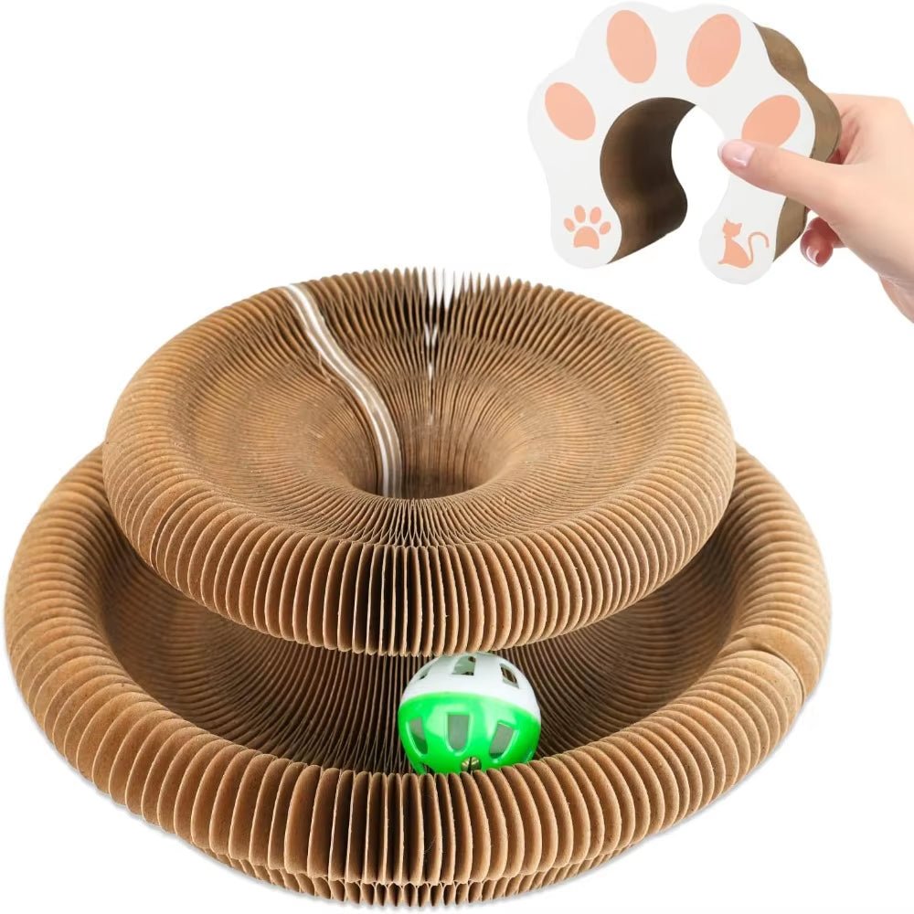 Cat Accordion Magic Organ Scratching Board and Toy for Cats - Kitty Kurlz Scratch Pad and Ball - Michka