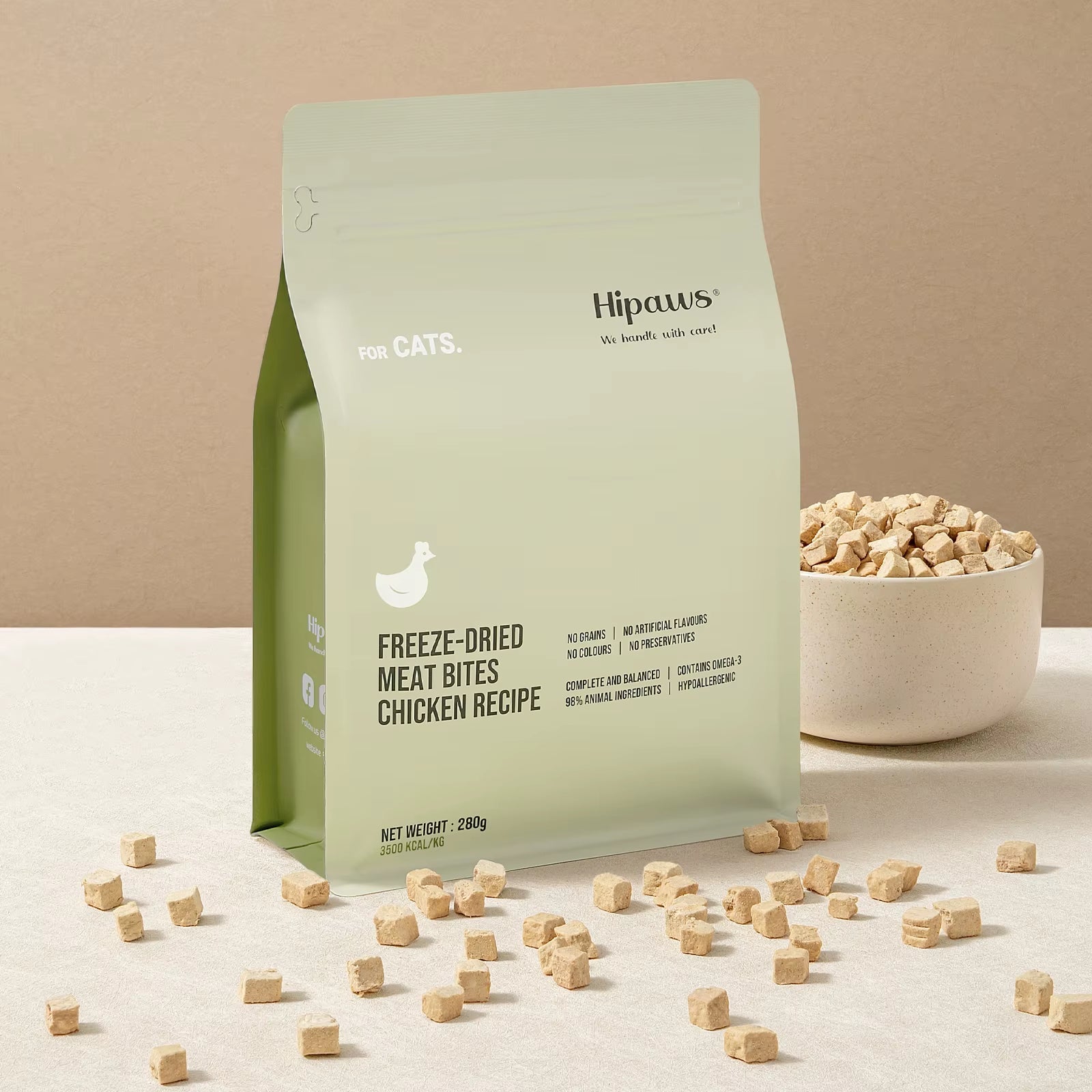 Complete Natural Chicken Recipe Freeze - Dried Cat Food Treats Toppers 280G, Hypoallergenic No Grain Fresh Chicken; Freeze - Michka