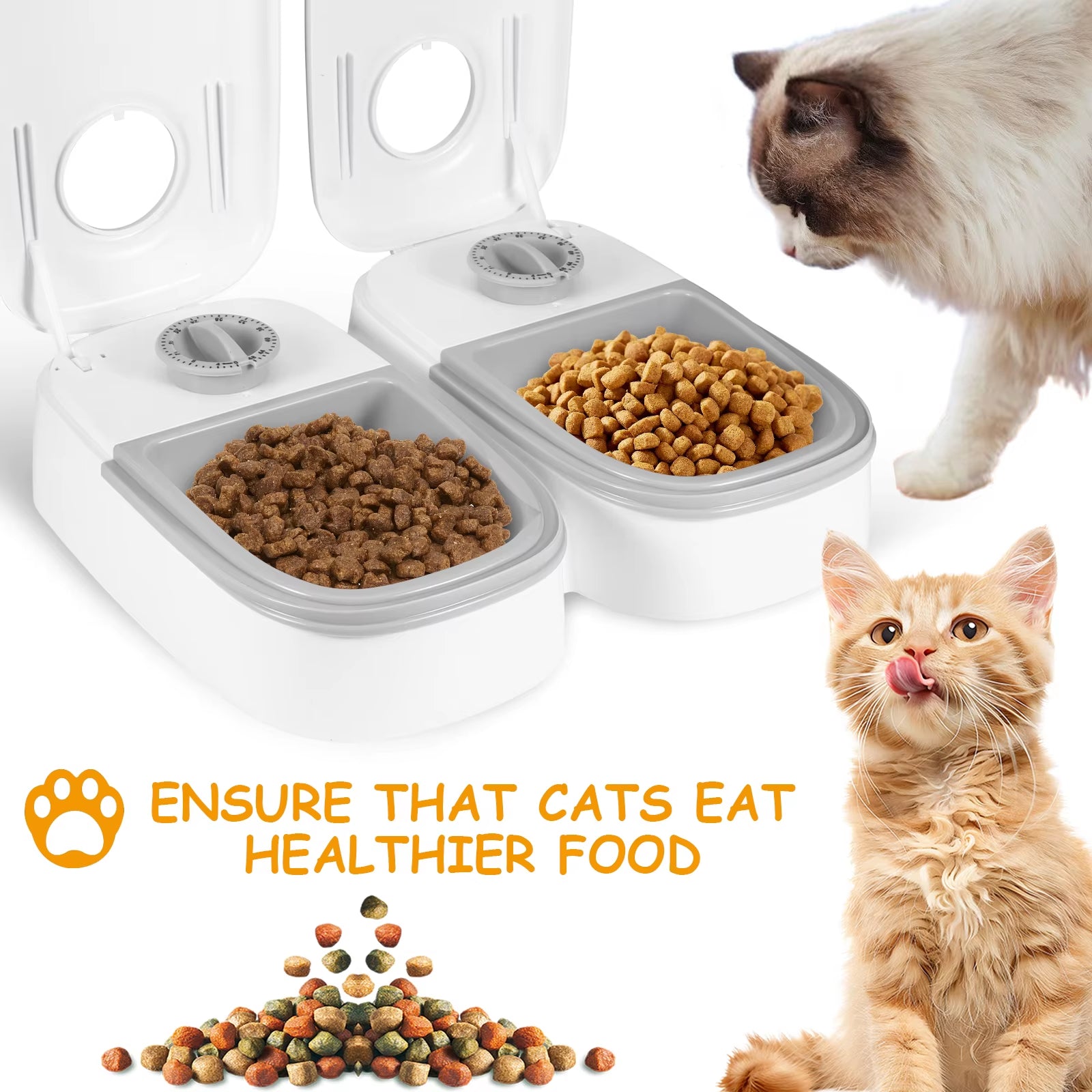 Automatic Pet Feeder for Dogs and Cats Dry and Wet Food Double Meal Separation Regular Quantitative Healthy Feeding