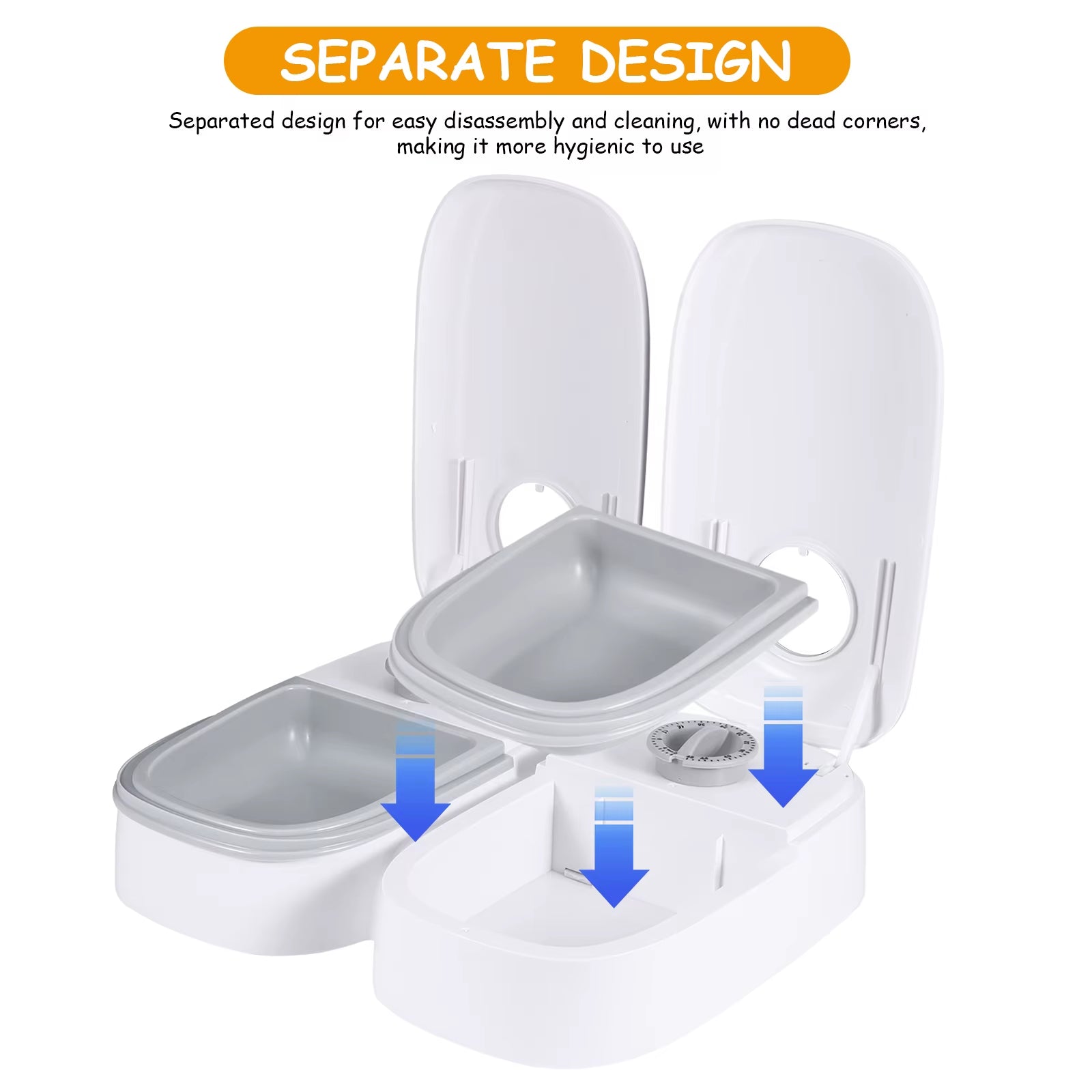Automatic Pet Feeder for Dogs and Cats Dry and Wet Food Double Meal Separation Regular Quantitative Healthy Feeding