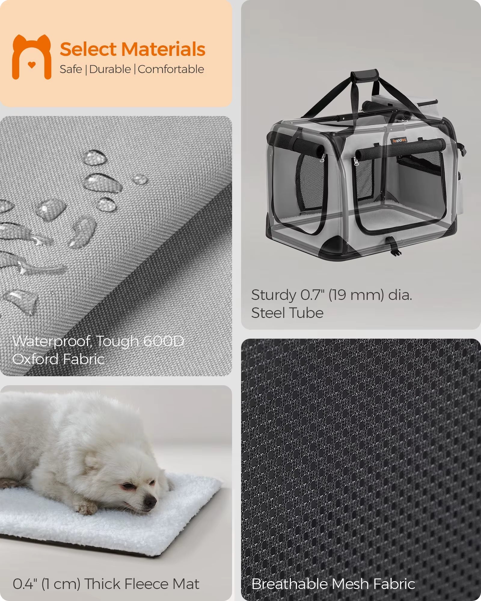 Foldable Pet Carrier Bag, Portable Dog Travel Crate, Soft Sided Dog Cat Pet Travel Carrier Large Dog Crate for Car - Michka